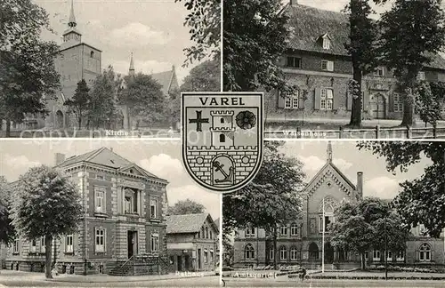 AK / Ansichtskarte Varel_Jadebusen Kirche Waisenhaus Rathaus Amtsgericht Varel Jadebusen