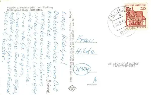 AK / Ansichtskarte Velden_Mittelfranken Siedlung mit Burg Hartenstein Velden Mittelfranken