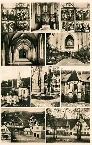 AK / Ansichtskarte Blaubeuren Klosterkirche Hochaltar links und rechts Kreuzgang Chorgestuehl Johannesbrunnen Brunnenkapelle   Blaubeuren