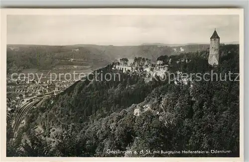 AK / Ansichtskarte Geislingen_Steige mit Burgruine Helfenstein und Oedenturm Geislingen_Steige