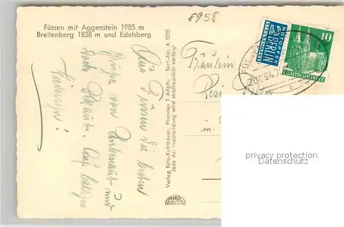 AK / Ansichtskarte Fuessen_Allgaeu Lechpartie mit Schloss Aggenstein Breitenberg und Edelsberg Fuessen Allgaeu