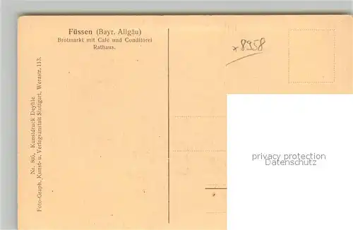 AK / Ansichtskarte Fuessen_Allgaeu Brotmarkt mit Cafe und Conditorei Rathaus Fuessen Allgaeu