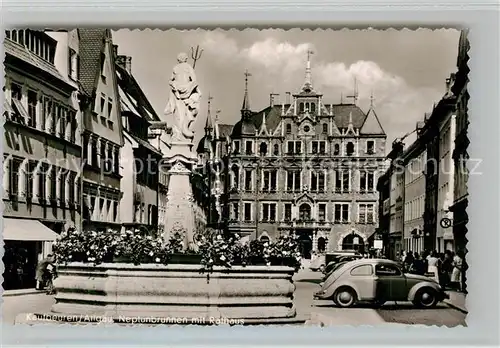 AK / Ansichtskarte Kaufbeuren Neptunbrunnen mit Rathaus Kaufbeuren