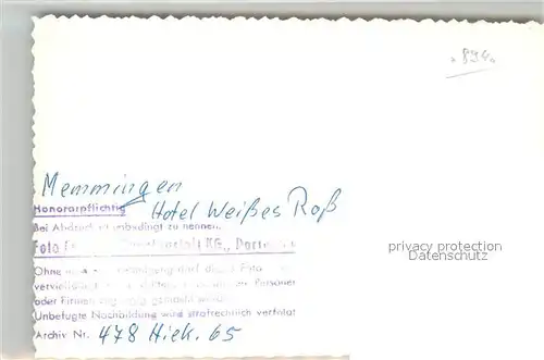 AK / Ansichtskarte Memmingen Hotel Weisses Ross Memmingen