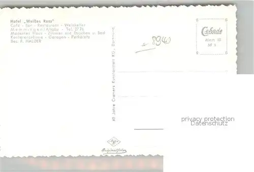 AK / Ansichtskarte Memmingen Hotel Weisses Ross Memmingen