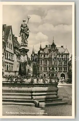 AK / Ansichtskarte Kaufbeuren Neptunbrunnen mit Rathaus Kaufbeuren