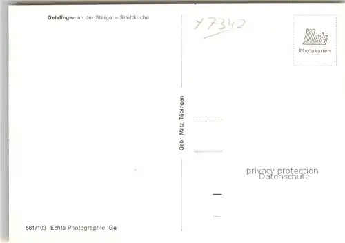 AK / Ansichtskarte Geislingen_Steige Stadtkirche Inneres Geislingen_Steige