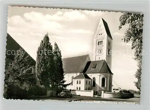 AK / Ansichtskarte Erkheim Kath Pfarrkirche mit Pfarrhof Erkheim