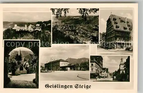 AK / Ansichtskarte Geislingen_Steige Panorama Burgruine Helfenstein Ortsmotive Kirche Bahnhof Geislingen_Steige