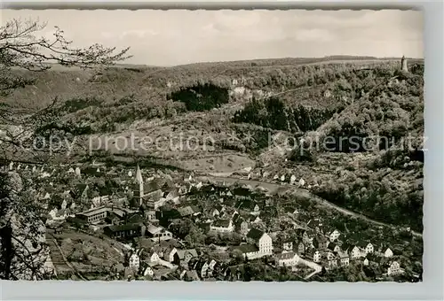 AK / Ansichtskarte Geislingen_Steige Panorama Blick ins Tal mit oedenturm Burgruine Helfenstein Schwaebische Alb Geislingen_Steige