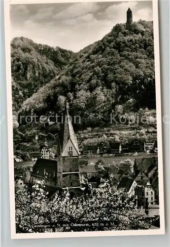 AK / Ansichtskarte Geislingen_Steige Ortsbild mit Kirche Baumbluete oedenturm Schwaebische Alb Geislingen_Steige