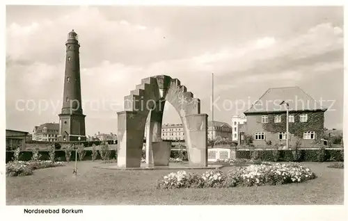 AK / Ansichtskarte Borkum_Nordseebad Monument Leuchtturm Borkum_Nordseebad