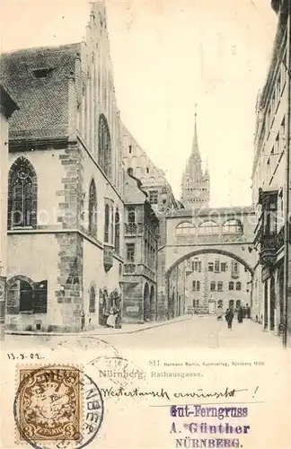 AK / Ansichtskarte Nuernberg Rathausgasse Nuernberg