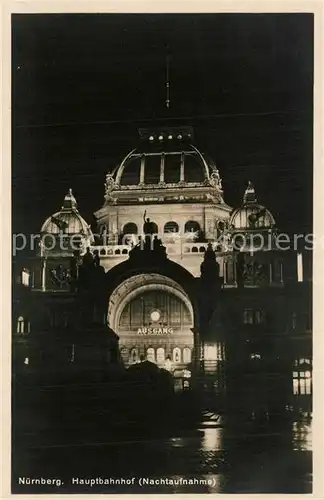 AK / Ansichtskarte Nuernberg Hauptbahnhof bei Nacht Nuernberg