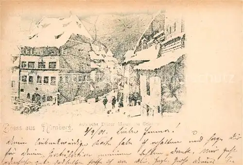 AK / Ansichtskarte Nuernberg Albrecht Duerer Haus im Schnee Nuernberg