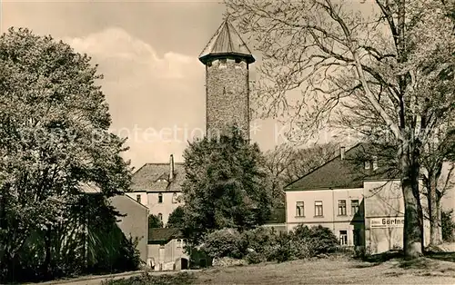 AK / Ansichtskarte Auerbach_Vogtland Schlossturm Buecherei und MTS Gebaeude Auerbach_Vogtland