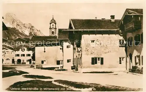 AK / Ansichtskarte Mittenwald_Bayern Untere Marktstrasse mit Wetterstein Mittenwald Bayern