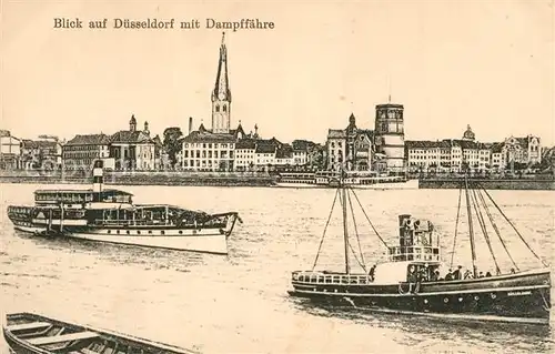 AK / Ansichtskarte Duesseldorf Rheinpartie mit Dampffaehre Duesseldorf