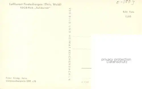 AK / Ansichtskarte Finsterbergen FDGB Park Solidaritaet Finsterbergen