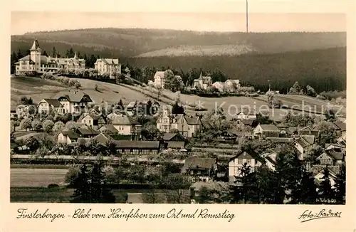 AK / Ansichtskarte Finsterbergen Blick vom Hainfelsen auf Ort und Rennstieg Finsterbergen