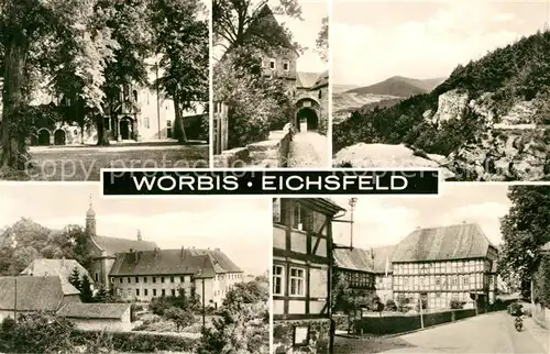 AK / Ansichtskarte Worbis Teilansichten Schloss Fachwerkhaeuser Worbis