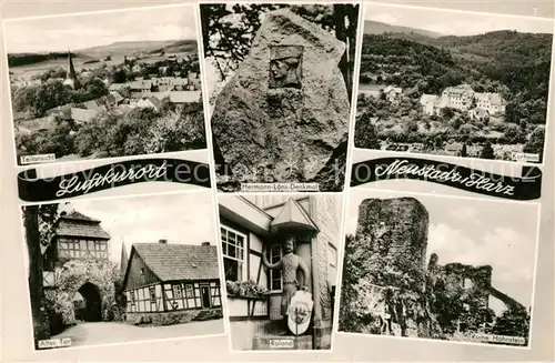 AK / Ansichtskarte Neustadt_Harz Panorama Kurheim Altes Tor Roland Hermann Loens Denkmal Ruine Hohnstein Neustadt_Harz