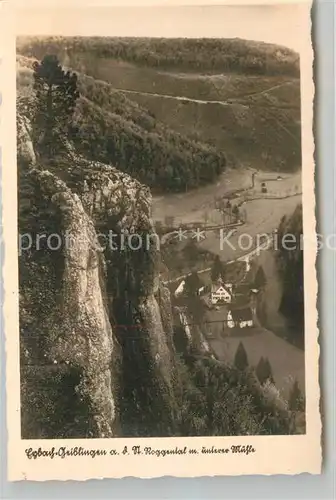 AK / Ansichtskarte Eybach_Geislingen_Steige Blick ins Roggental mit unterer Muehle Felsen Schwaebische Alb Eybach_Geislingen_Steige