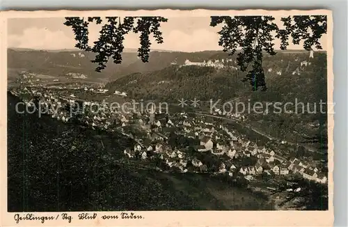 AK / Ansichtskarte Geislingen_Steige Panorama mit oedenturm und Burgruine Helfenstein Geislingen_Steige