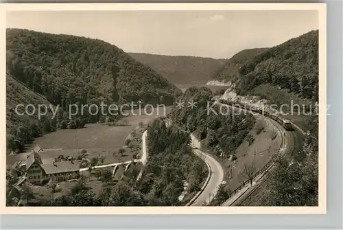 AK / Ansichtskarte Geislingen_Steige Panorama Blick ins Tal Eisenbahn Geislinger Steige Schwaebische Alb Geislingen_Steige