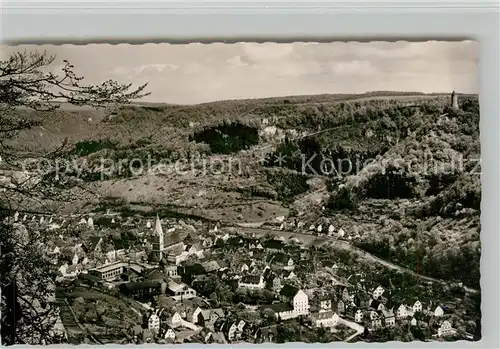 AK / Ansichtskarte Geislingen_Steige Panorama Blick ins Tal mit oedenturm Burgruine Helfenstein Schwaebische Alb Geislingen_Steige