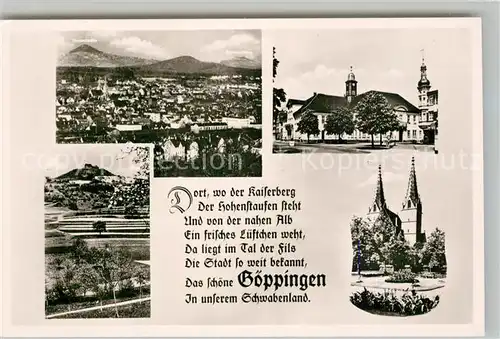 AK / Ansichtskarte Goeppingen Panorama Kaiserberg Hohenstaufen Ortsmotiv Kirche Goeppingen