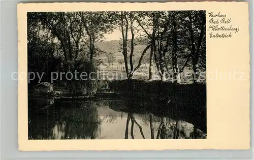 AK / Ansichtskarte Bad_Boll Ententeich beim Kurhaus Stempel Posthilfstelle Bad_Boll