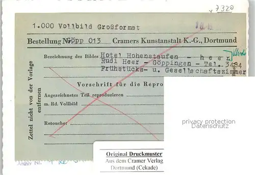 AK / Ansichtskarte Goeppingen Hotel Hohenstaufen Fruehstueckszimmer Gesellschaftszimmer Goeppingen