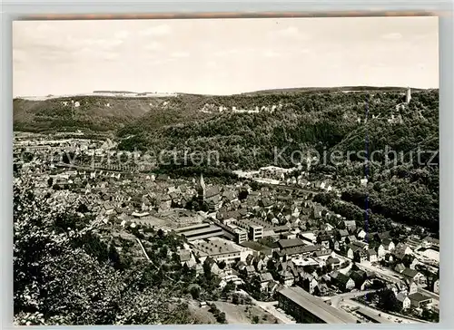 AK / Ansichtskarte Geislingen_Steige Panorama mit oedenturm und Burgruine Helfenstein Schwaebische Alb Geislingen_Steige