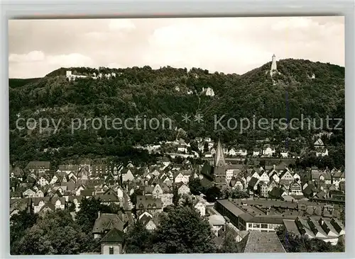 AK / Ansichtskarte Geislingen_Steige Stadtpanorama mit oedenturm und Burgruine Helfenstein Schwaebische Alb Geislingen_Steige