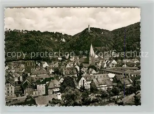 AK / Ansichtskarte Geislingen_Steige Stadtpanorama mit oedenturm und Burgruine Helfenstein Schwaebische Alb Geislingen_Steige