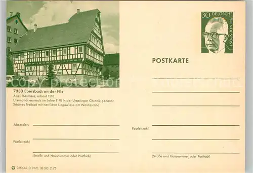 AK / Ansichtskarte Ebersbach_Fils Altes Pfarrhaus Fachwerkhaus Ebersbach Fils