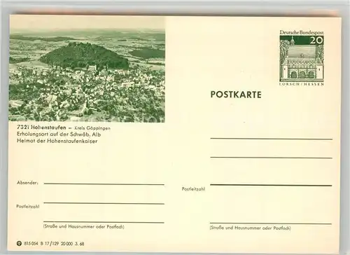 AK / Ansichtskarte Hohenstaufen Heimat der Hohenstaufenkaiser Fliegeraufnahme Hohenstaufen