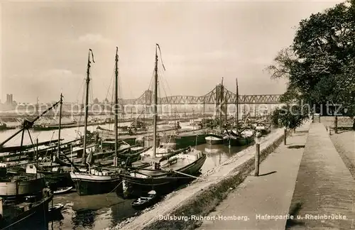 AK / Ansichtskarte Ruhrort Hafenpartie mit Rheinbruecke Ruhrort