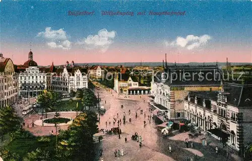 AK / Ansichtskarte Duesseldorf Wilhelmplatz mit Hauptbahnhof Duesseldorf