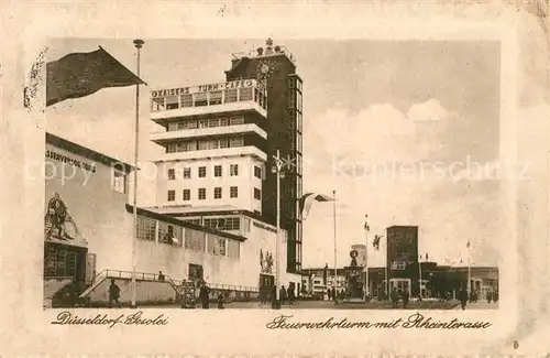 AK / Ansichtskarte Duesseldorf Gesolei Feuerwehrturm mit Rheinterrasse Duesseldorf