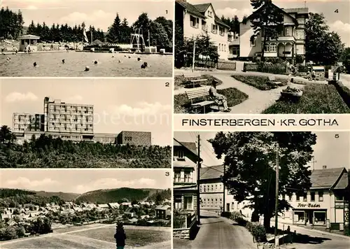 AK / Ansichtskarte Finsterbergen Schwimmbad Hochhaus Panorama Ortspartien Finsterbergen