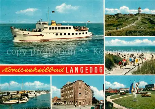 AK / Ansichtskarte Langeoog_Nordseebad Faehrschiff Leuchtturm Strand Hafen Hotel Langeoog_Nordseebad