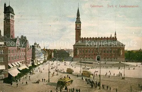 AK / Ansichtskarte Kobenhavn Raadhuspladsen Strassenbahn Kobenhavn