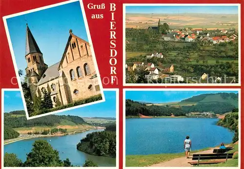 AK / Ansichtskarte Biersdorf_See Panorama Blick ueber den Stausee Uferweg am See Kirche Biersdorf See