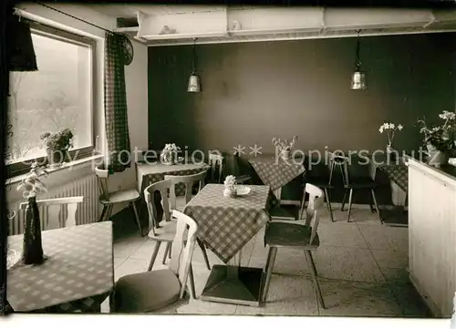 AK / Ansichtskarte Berghausen_Wittgenstein Pension Forstbach Fruehstuecksraum Berghausen_Wittgenstein