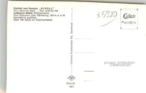 AK / Ansichtskarte Didoll Gasthof Pension Luftkurort Wittgensteiner Bergland Didoll