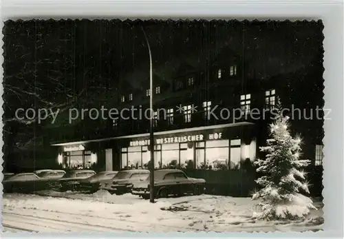 AK / Ansichtskarte Bad_Berleburg Kurhotel Westfaelischer Hof zur Weihnachtszeit Christbaum Bad_Berleburg