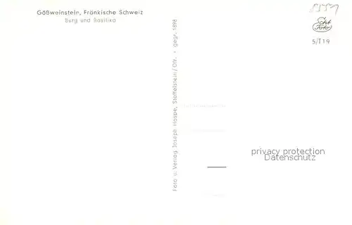 AK / Ansichtskarte Goessweinstein Panorama Basilika Burg Goessweinstein