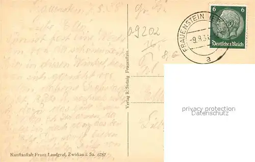 AK / Ansichtskarte Frauenstein_Sachsen Stadtpanorama Kirche Frauenstein_Sachsen